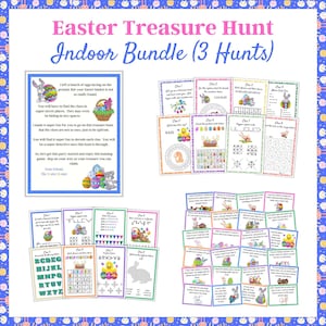 Indoor Easter Scavenger Hunts, Easter Bunny Letter,  3 Indoor Treasure Hunts, Games for Kids, Treasure Hunt clues