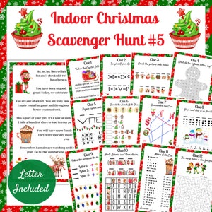 Búsqueda del tesoro navideña, Búsqueda del tesoro en interiores, Juego para niños mayores, Actividad navideña para niños, Carta de Papá Noel, Descarga instantánea