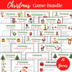 Christmas Game Bundle, Printable Family Games, Virtual Party Games, Christmas Activity, Office Party Games, Friendly Feud Trivia