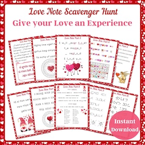 Chasse au trésor romantique pour adultes, Carte Je t'aime, Activité d'anniversaire, Puzzles, Chasse au trésor de la Saint-Valentin, Carte pour elle, Carte pour lui,