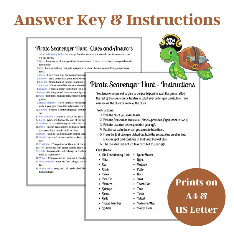 Outdoor Pirate Treasure Hunt Riddle Game for Kids (digital Download) - Etsy