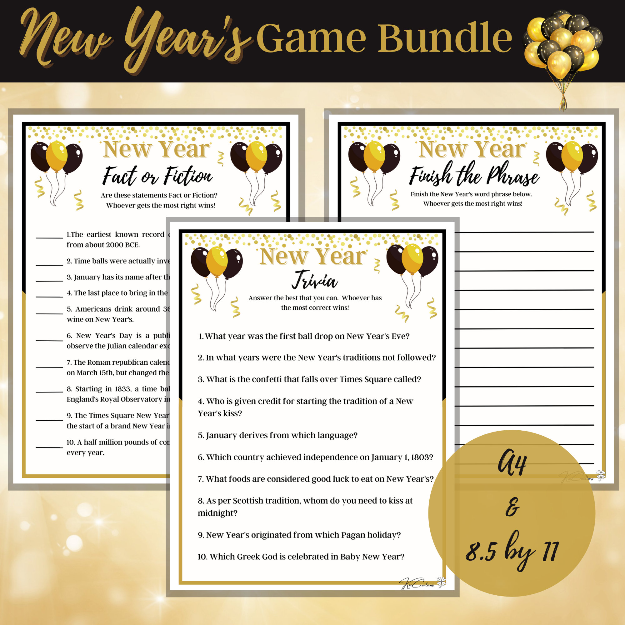 New Years Eve Party Games, Printable Family Activity (PDF) - Etsy