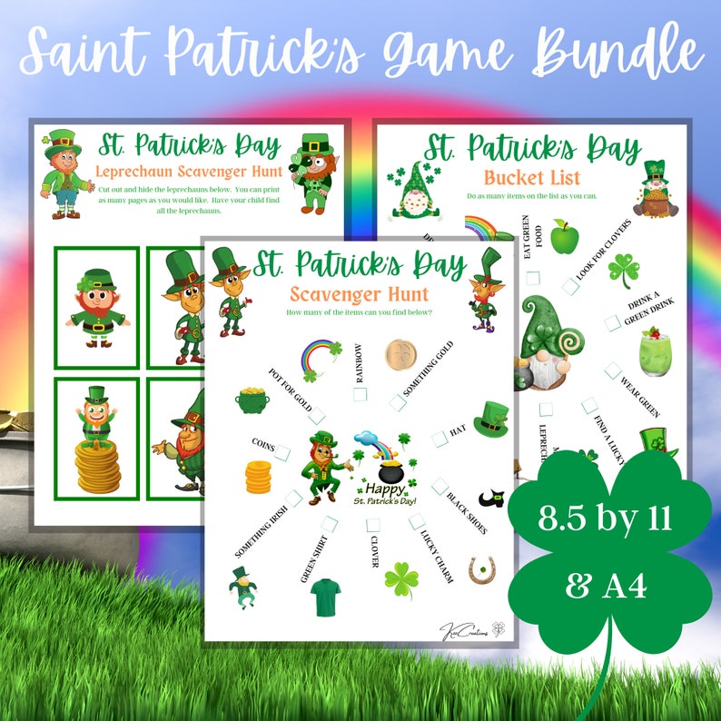 St Patrick's Day Game Bundle, 20 Printable Family Activities (PDF) image 3