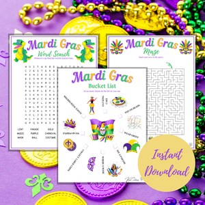 Mardi Gras Games Bundle, Family Games, Mardi Gras Activities for kids, Games for Adults, Drinking Game, Games for Seniors, Classrooms image 3