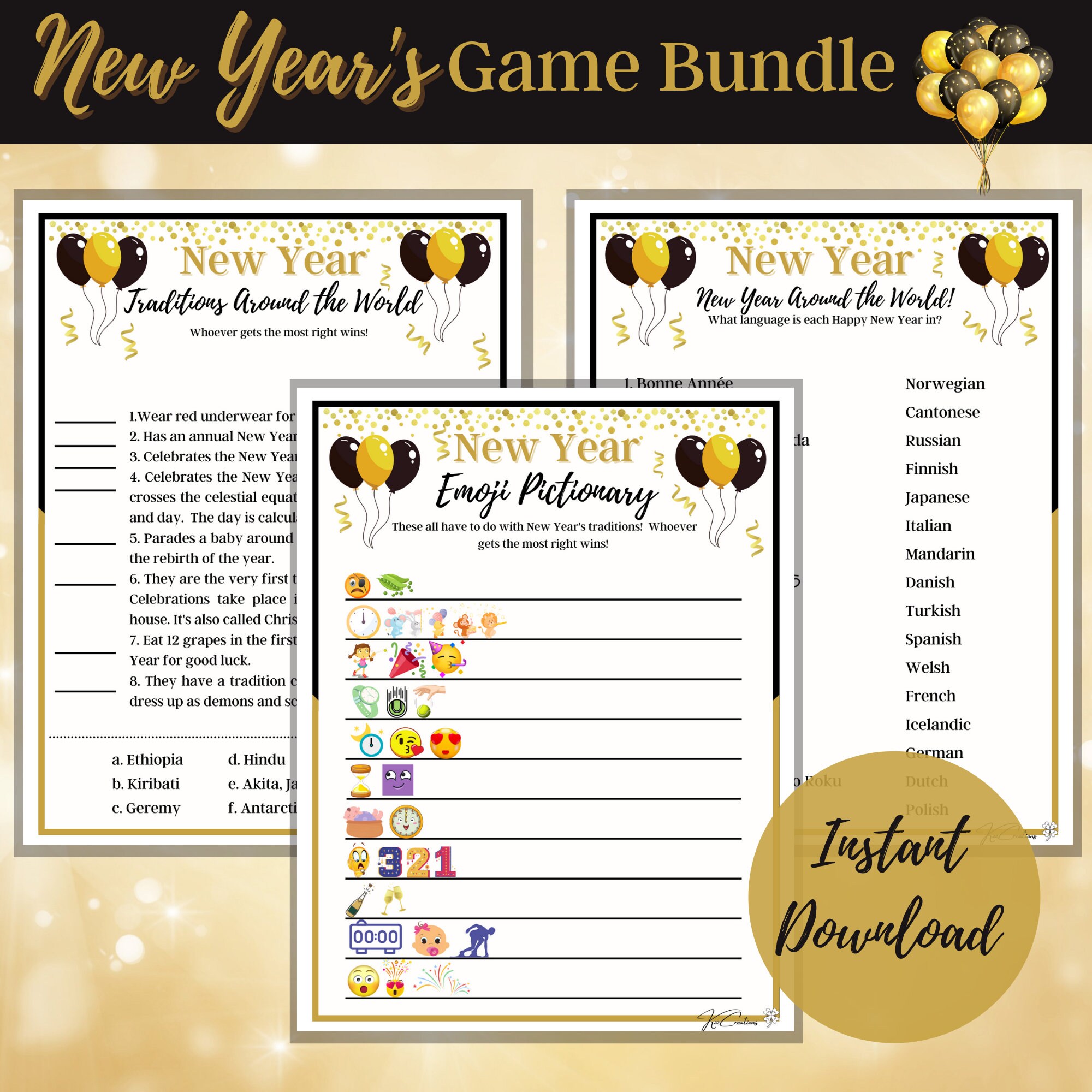 New Years Eve Party Games, Printable Family Activity (PDF) - Etsy