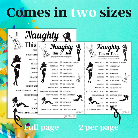Naughty This or That Game Adult Game Naughty Party Game - Etsy æ—¥æœ¬