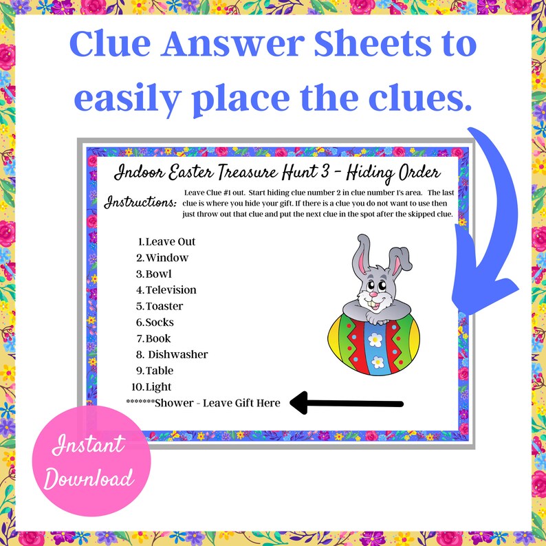 Easter Treasure Hunt, Crack the Code Clues, Game for Older Kids (PDF ...