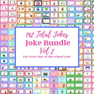 Lunch Box Jokes Bundle, Vol 2, Notes de boîte à lunch pour les enfants, Blague du jour, Devinettes pour toute l'année, 192 blagues, Notes quotidiennes pour les enfants