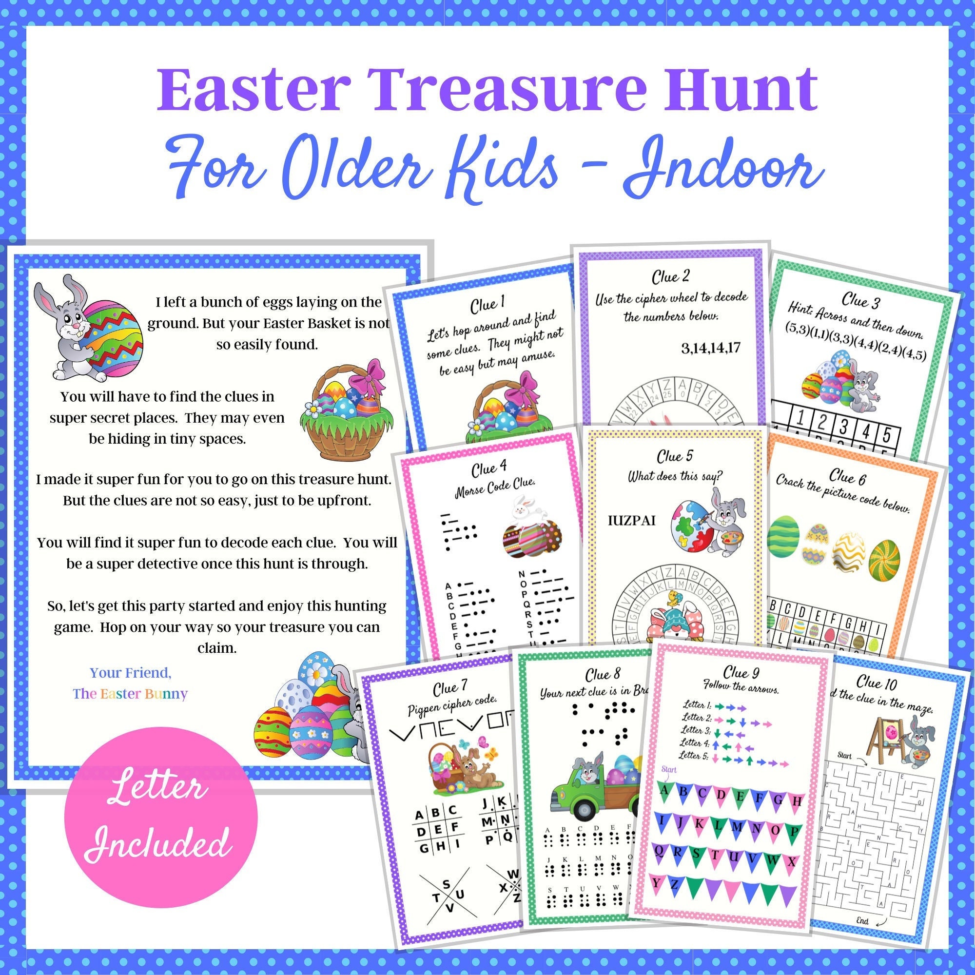 Easter Treasure Hunt Easter Bunny Letter Indoor Scavenger - Etsy