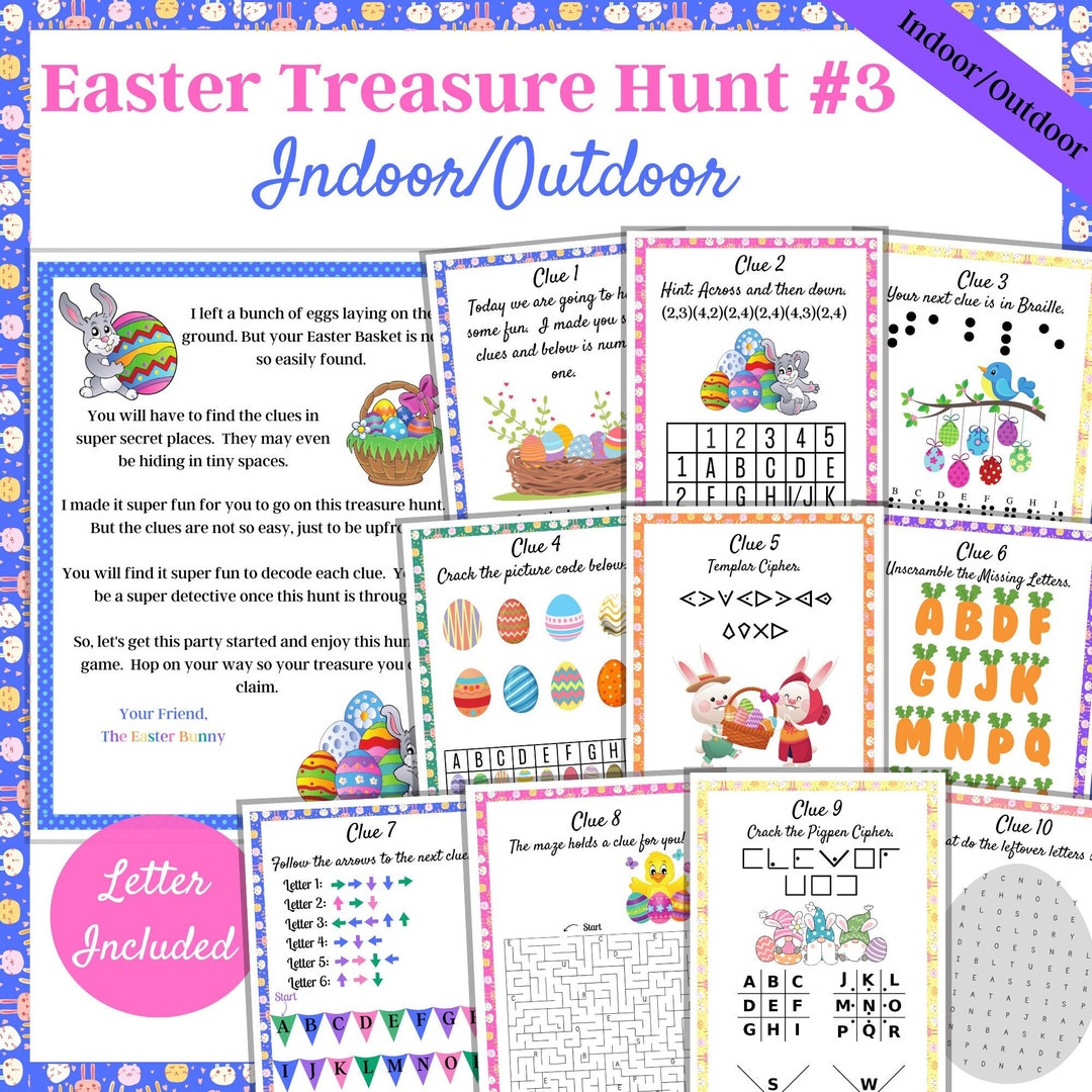 Indoor and Outdoor Easter Scavenger Hunt, Easter Bunny Letter, Easter ...