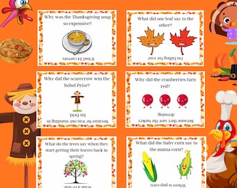 May include: A set of 24 printable Thanksgiving-themed lunchbox jokes. Each card features a colorful illustration and a Thanksgiving-themed joke. The jokes are written in a fun and engaging way, making them perfect for kids of all ages.