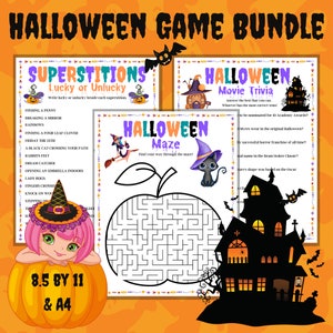 Halloween Game Bundle, 20 Printable Family Games, Games for Kids, Games ...