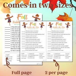 Fall Riddle-me-this Game, Printable Autumn Game, Fall Riddles, Fall ...
