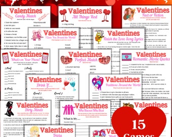 Valentine's Day Adult Games, 15 Game Bundle, Printable Games, Party Games, Valentine's Day Games, Saint Valentine, Virtual Games,  Galentine