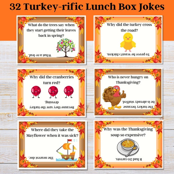 Thanksgiving Lunch Box Jokes Notes for Kids Fall/autumn - Etsy