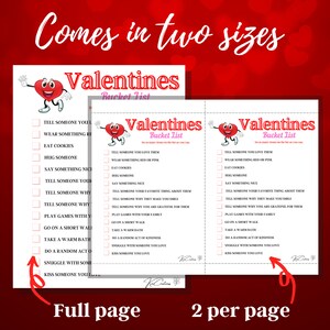 Valentine's Day Game Bucket List, Printable Family Game, Virtual Party Game, Valentine Activity ...