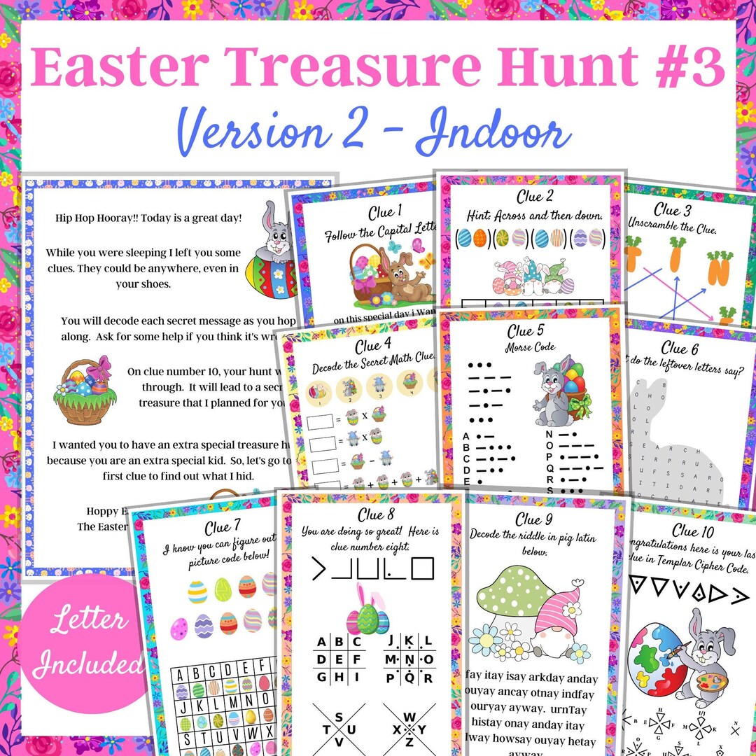 Easter Treasure Hunt, Easter Bunny Letter, Vol 2 Hunt #3, Indoor ...