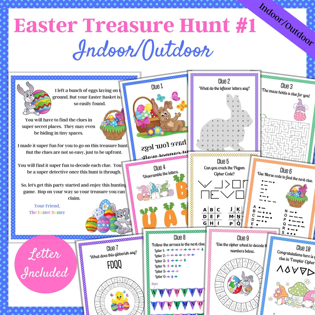 Indoor and Outdoor Easter Scavenger Hunt, Easter Bunny Letter, Easter ...