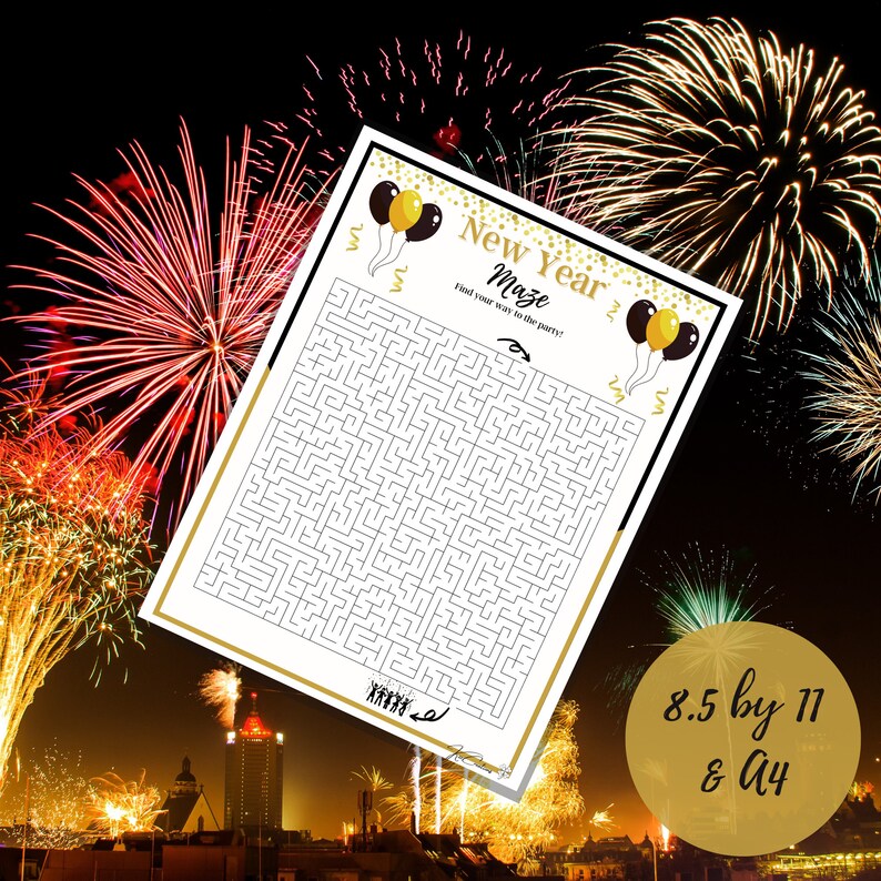 New Years Eve Maze Printable NYE Game Activity for Families - Etsy