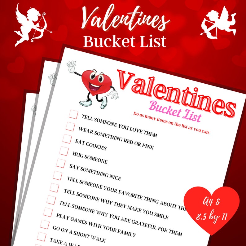 Valentine's Day Game Bucket List Printable Family Game - Etsy