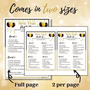 New Years Eve Drink If Game, Printable New Years Activity, Adult Game ...