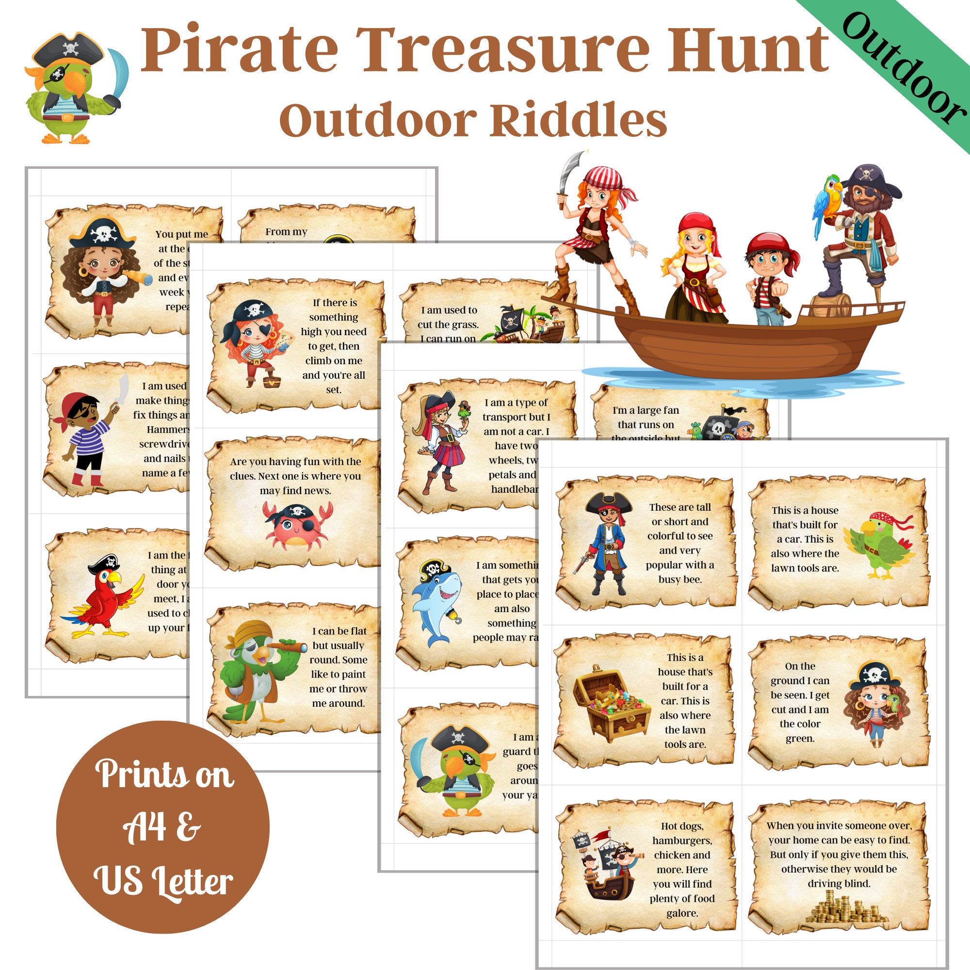 Outdoor Pirate Treasure Hunt Riddle Game for Kids (digital Download ...