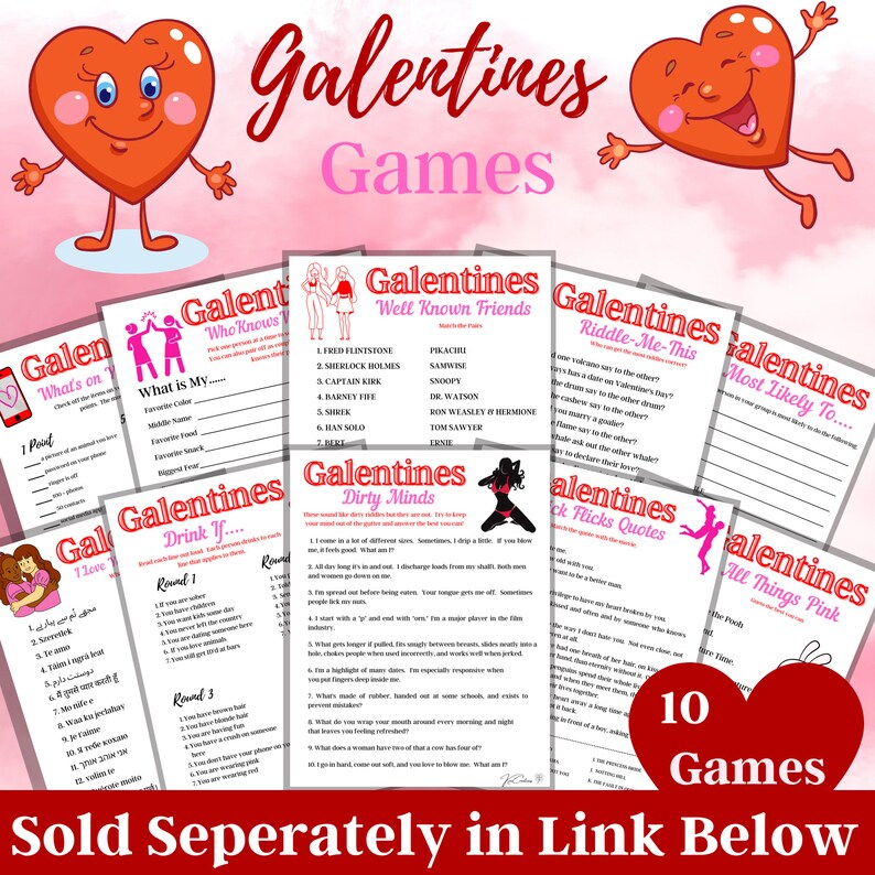 Galentine Games 10 Printable Party Games Bundle | Etsy