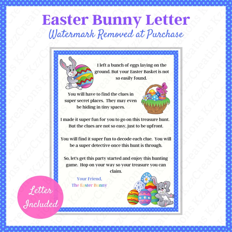 Easter Scavenger Hunt Easter Bunny Letter Outdoor Treasure Etsy