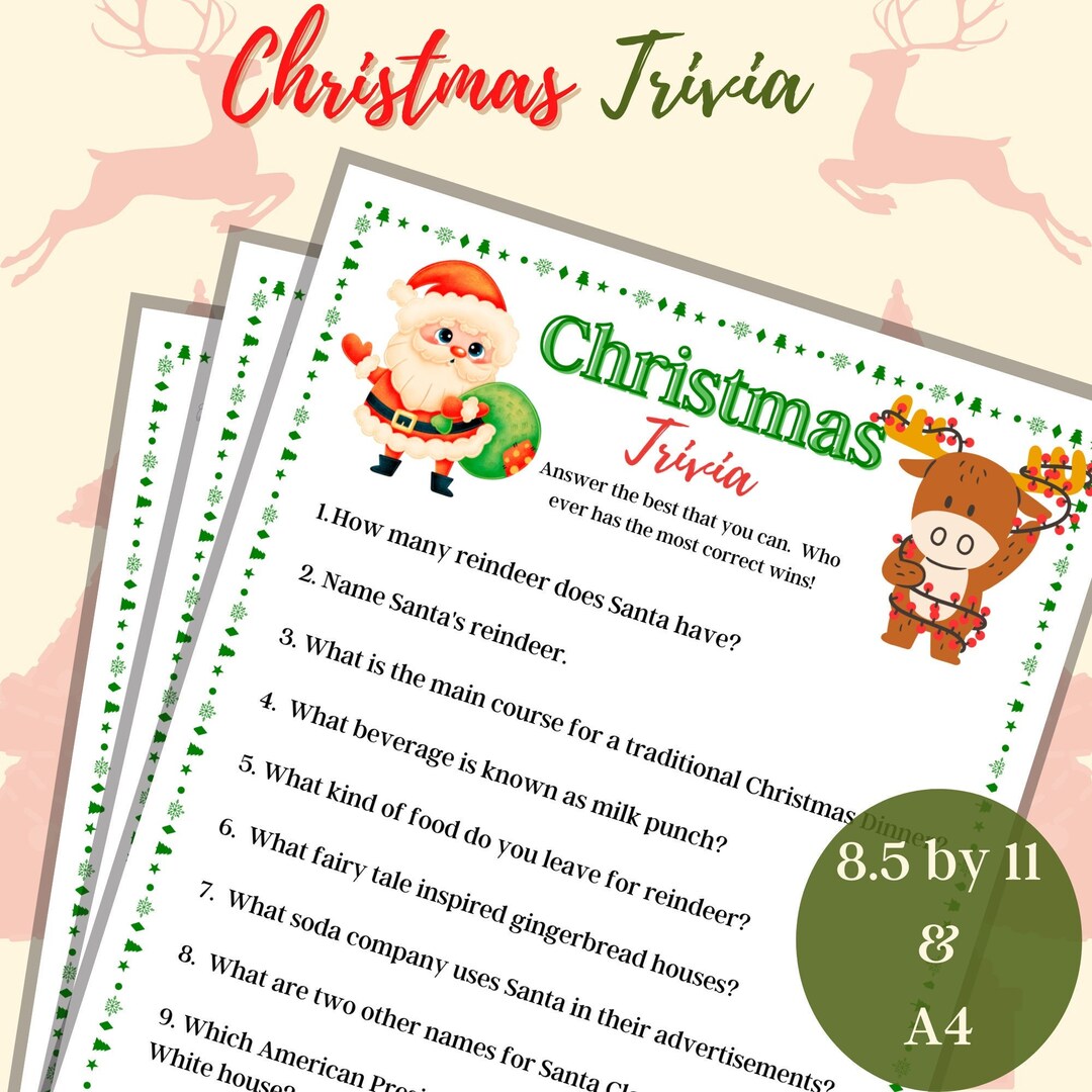 Christmas Trivia, Santa Trivia , Christmas Game, Family Game, Party