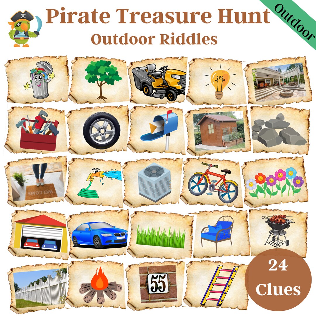 Outdoor Pirate Treasure Hunt, Riddle Scavenger Game (digital Download ...