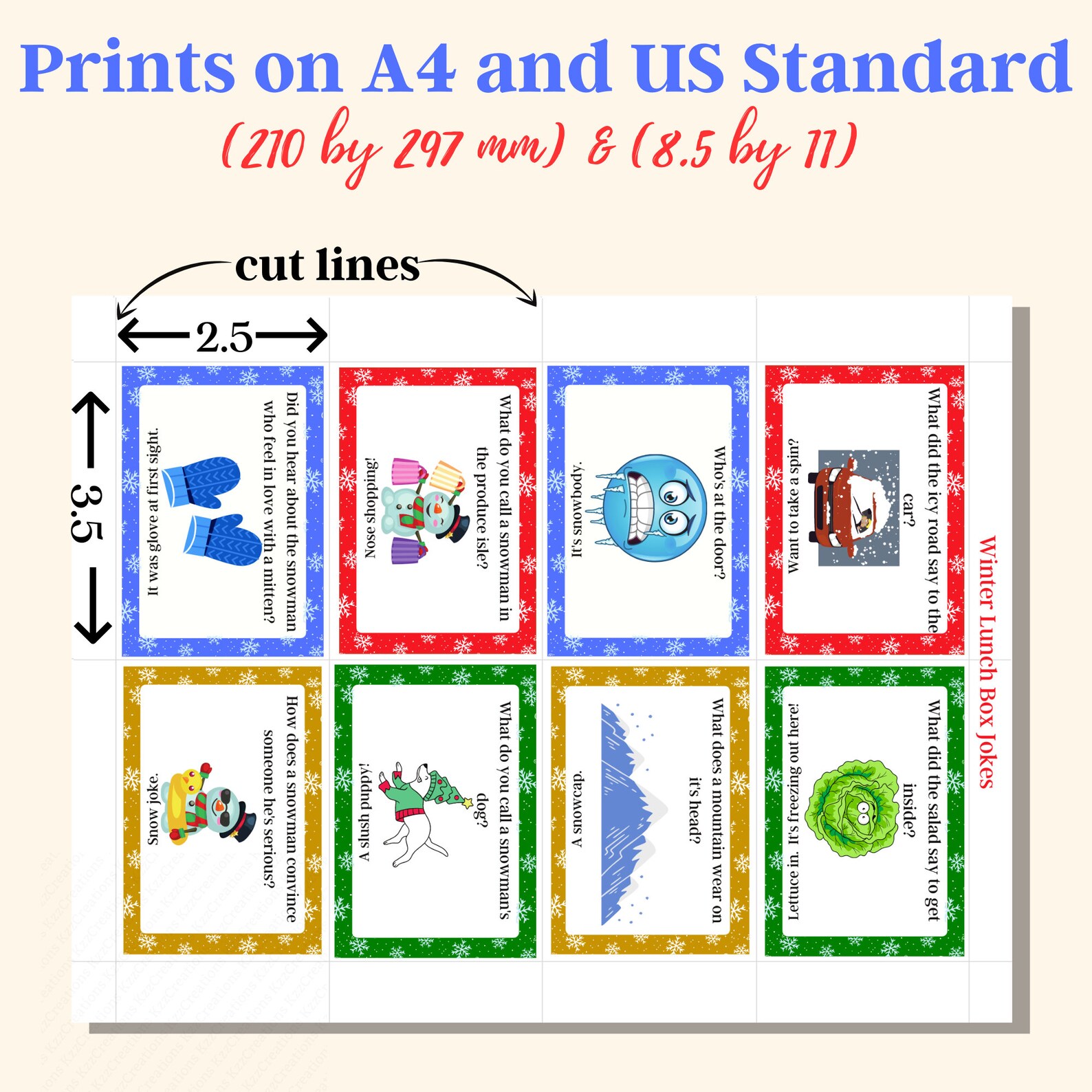 Winter Lunch Box Jokes Notes for Kids Christmas/winter Etsy