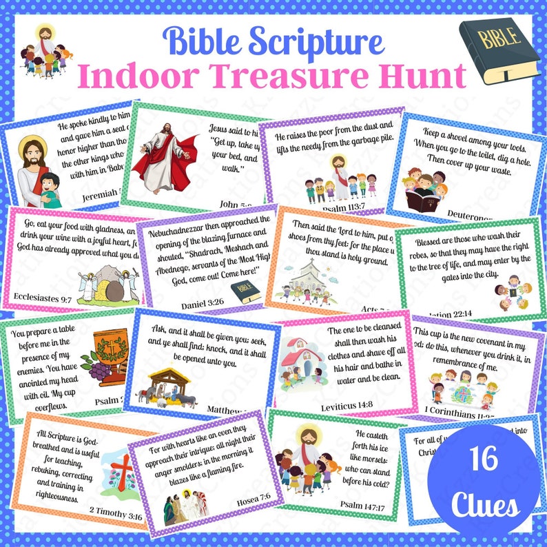 Bible Verse Treasure Hunt Indoor Treasure Hunt Scavenger - Etsy