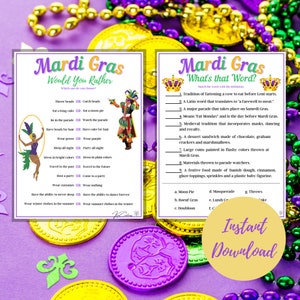 Mardi Gras Games Bundle, Family Games, Mardi Gras Activities for kids, Games for Adults, Drinking Game, Games for Seniors, Classrooms image 7