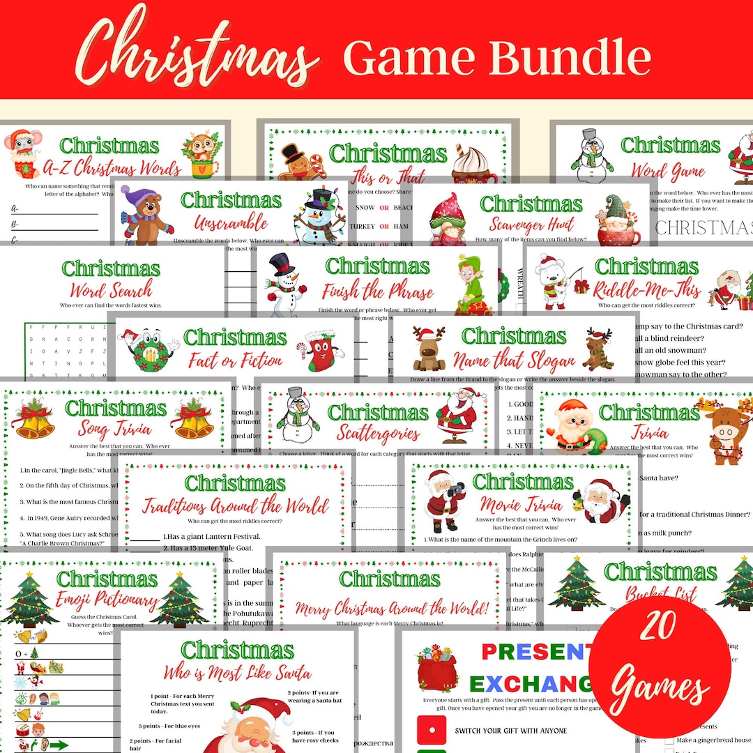 Christmas Games Bundle, Family Holiday Party Activities (printable) - Etsy