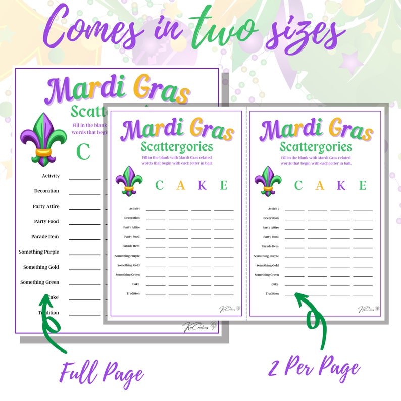 Mardi Gras Games Bundle, Family Games, Mardi Gras Activities for kids, Games for Adults, Drinking Game, Games for Seniors, Classrooms image 2