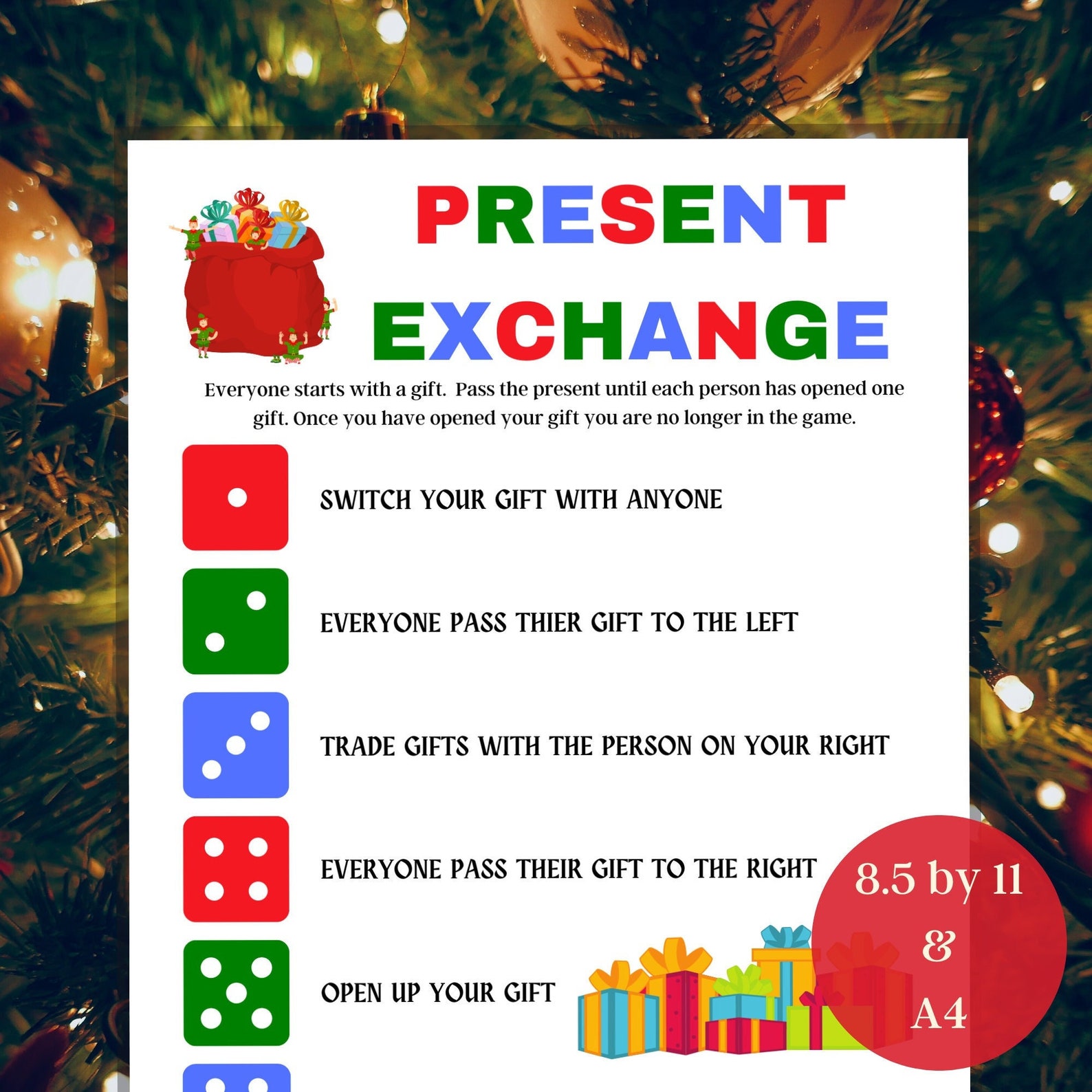 Christmas Present Exchange Printable Game Gift Exchange Etsy