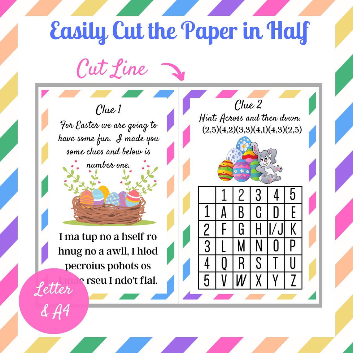 Indoor and Outdoor Easter Treasure Hunt, Easter Bunny Letter, Easter ...