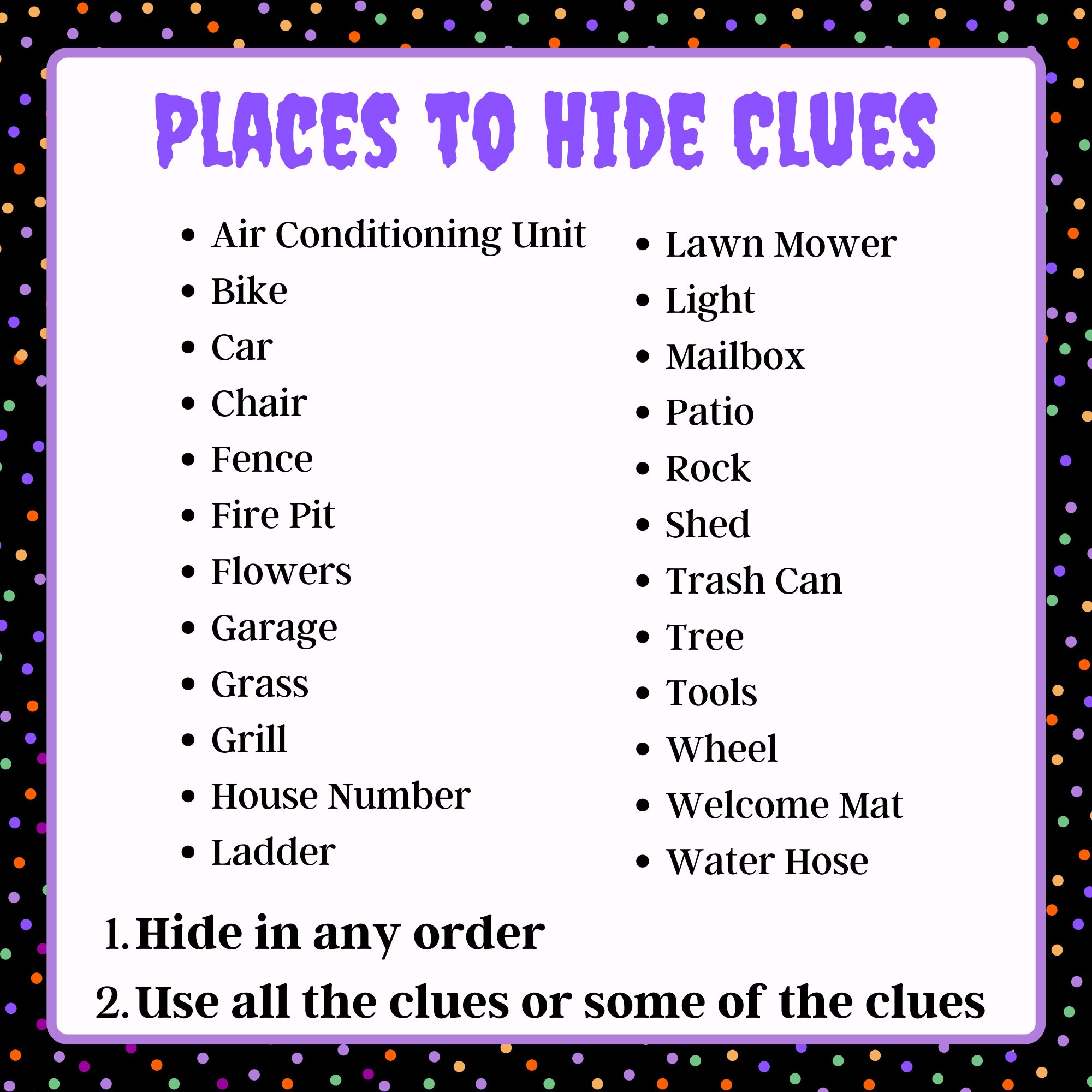 Halloween Outdoor Scavenger Hunt Game With 24 Riddle Clues (PDF) - Etsy