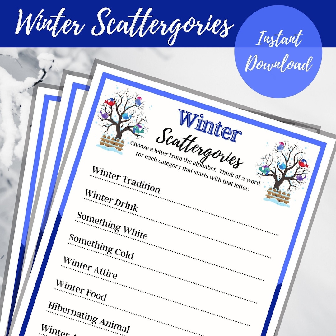 Winter Scattergories Activity for Kids Winter Game Kids