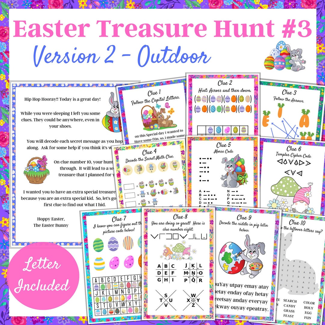 Easter Scavenger Hunt 3, Vol 2, Easter Bunny Letter, Outdoor Treasure ...