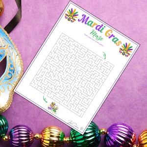 Mardi Gras Maze, Family Game, Mardi Gras Activity, Adult Game, Games ...