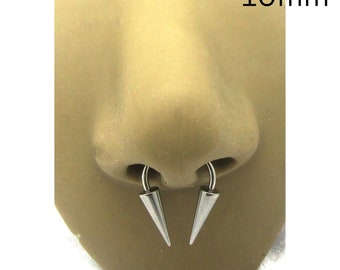 16G 14G Spiked Septum Ring Hoop Spikes Long Spikes Septum Hoop Surgical Steel 8mm 10mm Diameter 16g 14G Septum Jewelry  Nose Jewelry Hoops
