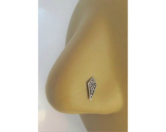Sterling Silver Beaded Purple Gem Ornate Nose Stud L Shape Bent Post Pin Jewelry 20 gauge 20G Nose Jewelry