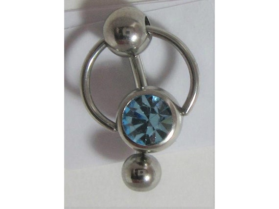 Clitoral Clitorial Clit Hood Bar VCH Vertical Blue Aqua Crystal Big Ball Pressure Barbell VCH Ring 12 Gauge 12g Etsy