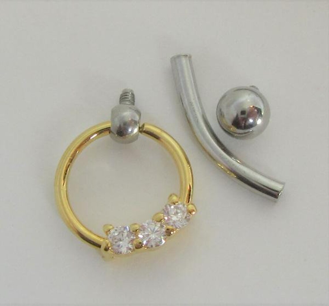 VCH Jewelry Vertical Hood 14k Gold Plated Triple Crystal Gem Etsy