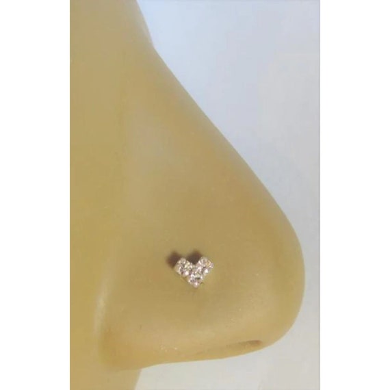 20G Triple Diamond Heart Nose Stud Nose Ring Nose Jewelry L Shape