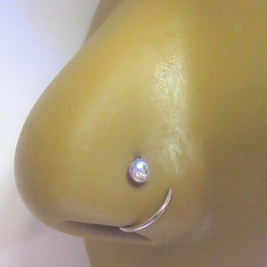 Assorted Colors Available  2mm Gem Twisted Nose Hoop Nose Stud Bent Post  Jewelry 20 gauge 20G Nose Jewelry Pin Nostril