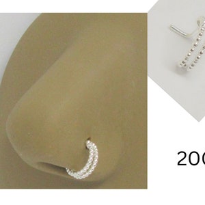 20G Nose Hoop Nose Ring Nose Stud Nose Jewelry L Shape Nose Ring Stud Double Beaded Hoop Silver Nose Jewelry 20g 20 gauge Nostril