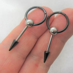 Hoop Steel Earrings Silver Steel Earring 14g Earrings Men&#39;s Earrings 14 Gauge Earrings For Men Manly Earrings Spike Hoops