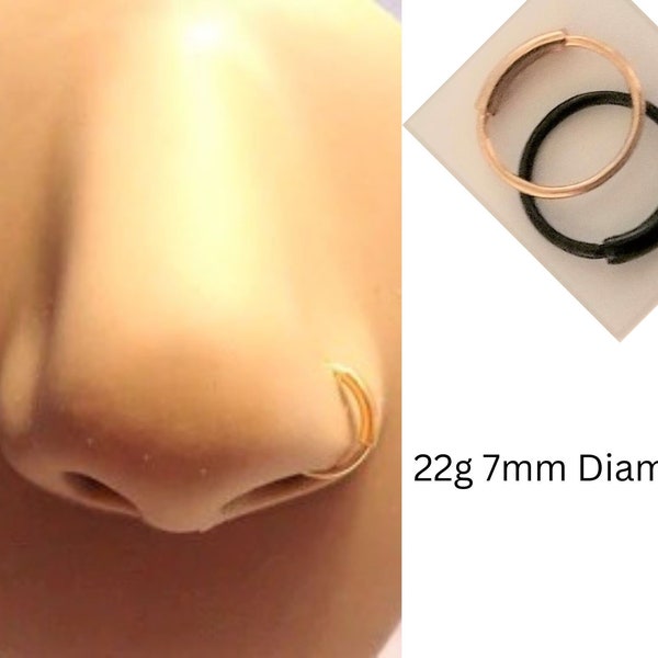 Nose Hoop Ring Nostril 7mm Hoop Ring Seamless Hoop 22G 7mm Diameter 22 Gauge Nostril